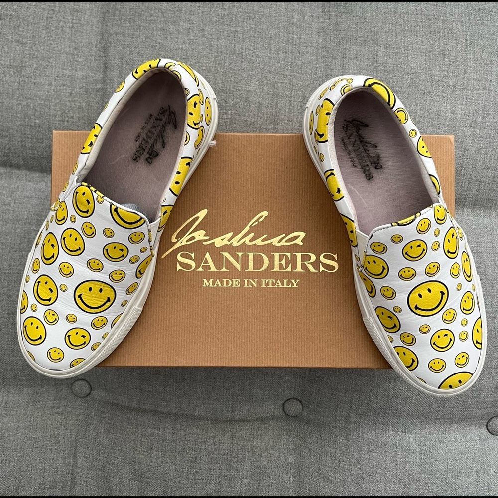 Joshua Sanders Happy Smile Leather Slip On Sneakers Smiley Shoes 37 6.5 7 $395